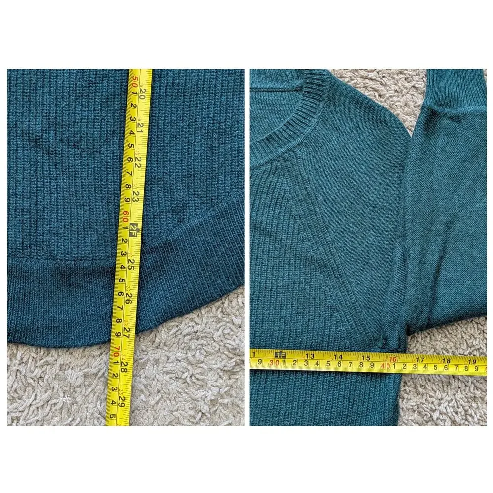 J.Crew Crewneck Sweater Womens S Green Ribbed Wool Blend Preppy Business Casual